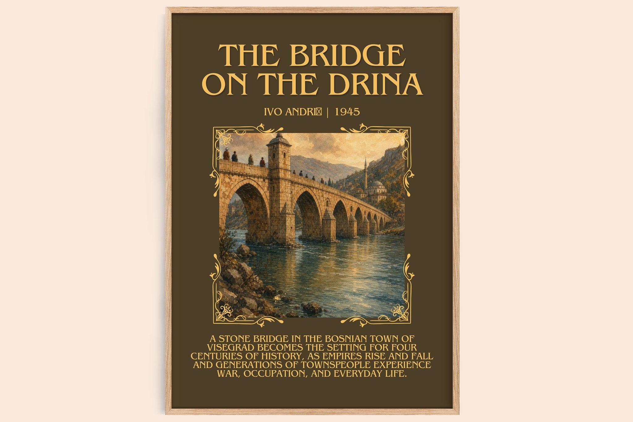 The Bridge on the Drina Minimalist Book Poster by Ivo Andrić