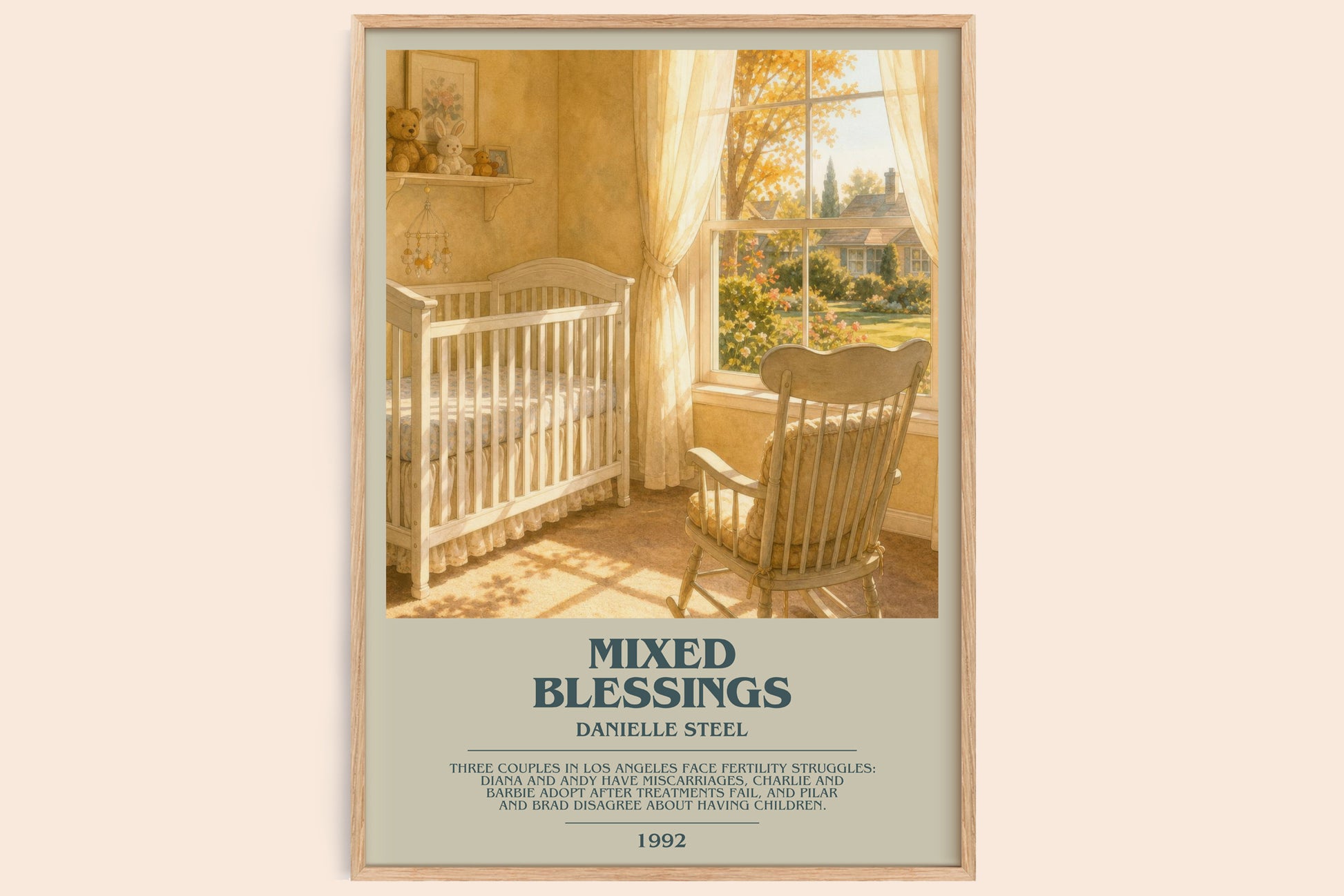 Mixed Blessings bookish book poster by Danielle Steel – framed literary art print
