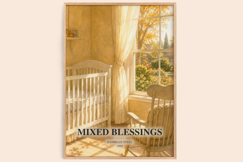 Mixed Blessings watercolour book poster by Danielle Steel – framed literary art print