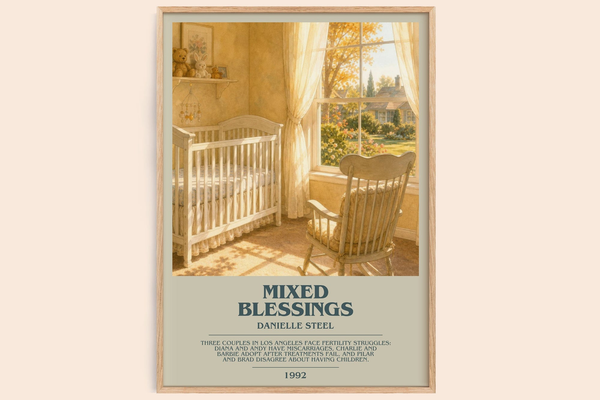 Mixed Blessings bookish book poster by Danielle Steel – framed literary art print