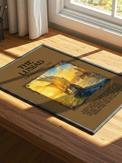 The Lusiad Minimalist Book Poster by Luís Vaz Camões – print on a sunlit desk