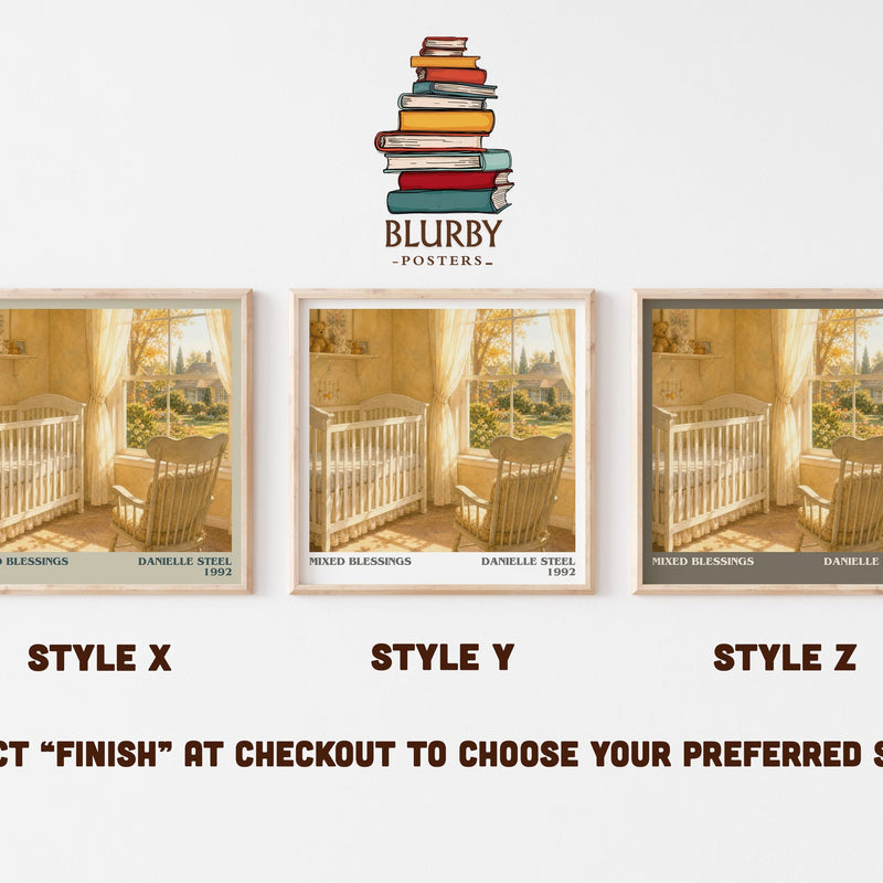 Mixed Blessings literary print in frame leaning in hallway – contemporary fiction wall art