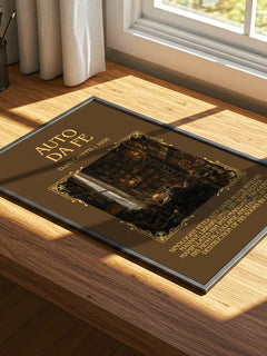 Auto Da Fé Minimalist Book Poster by Elias Canetti – print on a sunlit desk