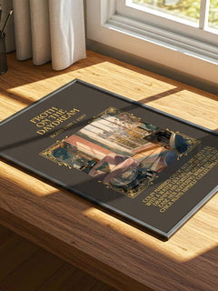 Froth on the daydream Minimalist Book Poster by Boris Vian – print on a sunlit desk