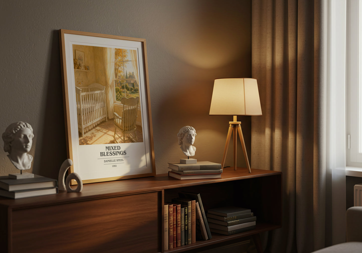 Mixed Blessings book cover book poster framed on wall – contemporary fiction wall art