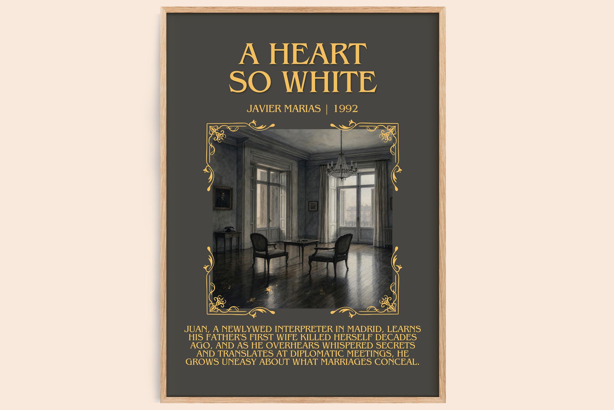 A Heart So White Minimalist Book Poster by Javier Marias