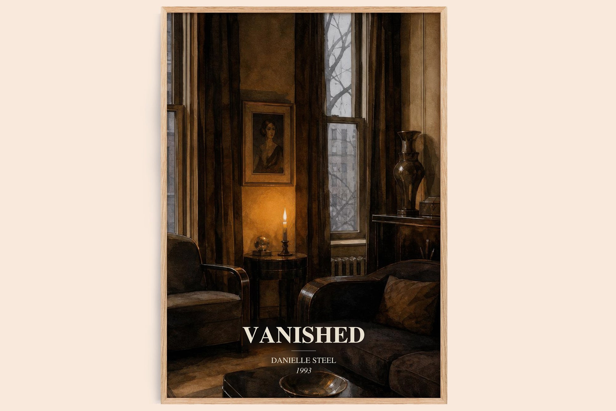 Vanished watercolour book poster by Danielle Steel – framed literary art print
