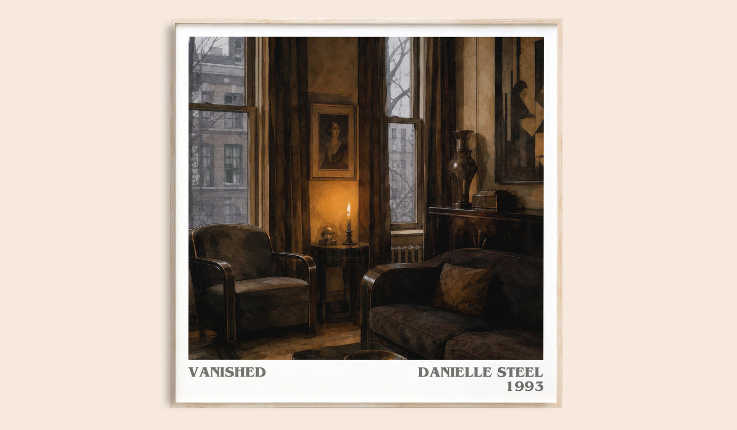 Vanished literary book poster by Danielle Steel – framed literary art print