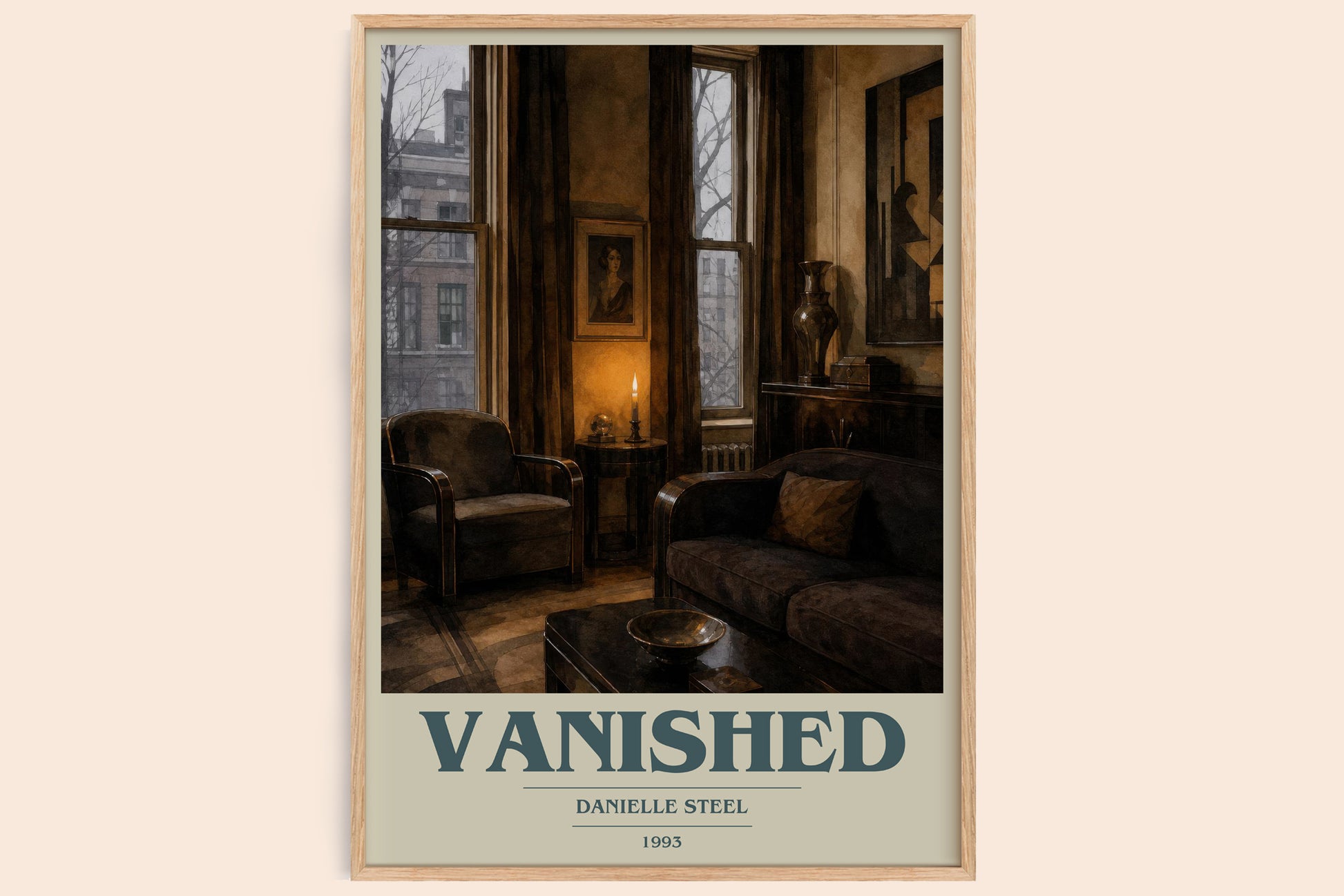 Vanished book cover book poster by Danielle Steel – framed literary art print