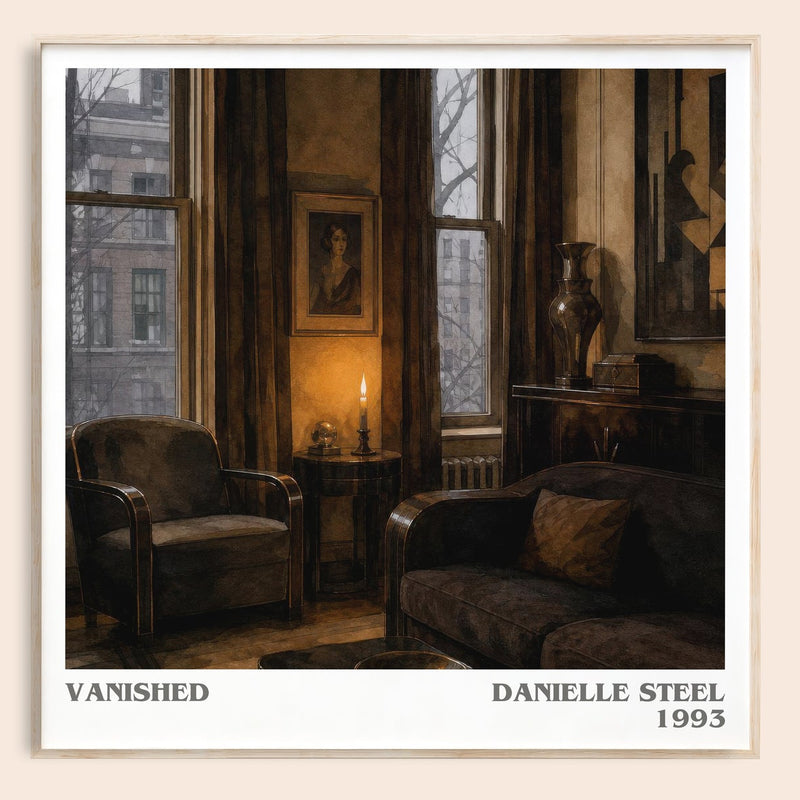 Vanished literary book poster by Danielle Steel – framed literary art print