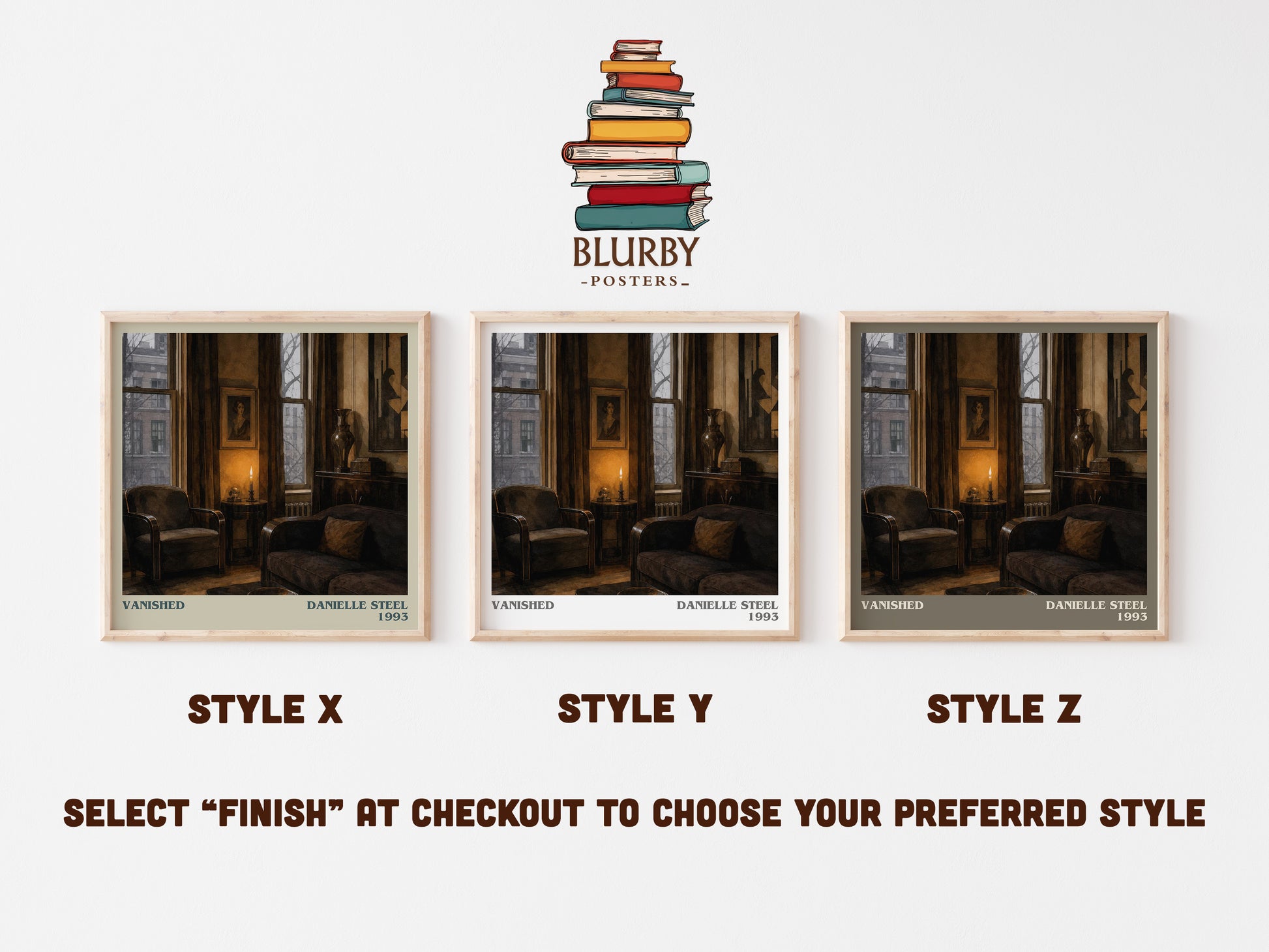 Vanished literary print in frame leaning in hallway – romance wall art