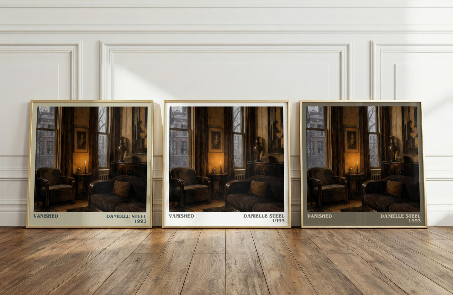 Vanished literary art print colour and style options – Danielle Steel book art
