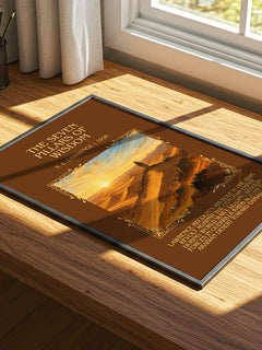 The Seven Pillars of Wisdom Minimalist Book Poster by T. E. Lawrence – print on a sunlit desk