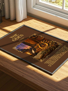The Odes Minimalist Book Poster by Horace – print on a sunlit desk