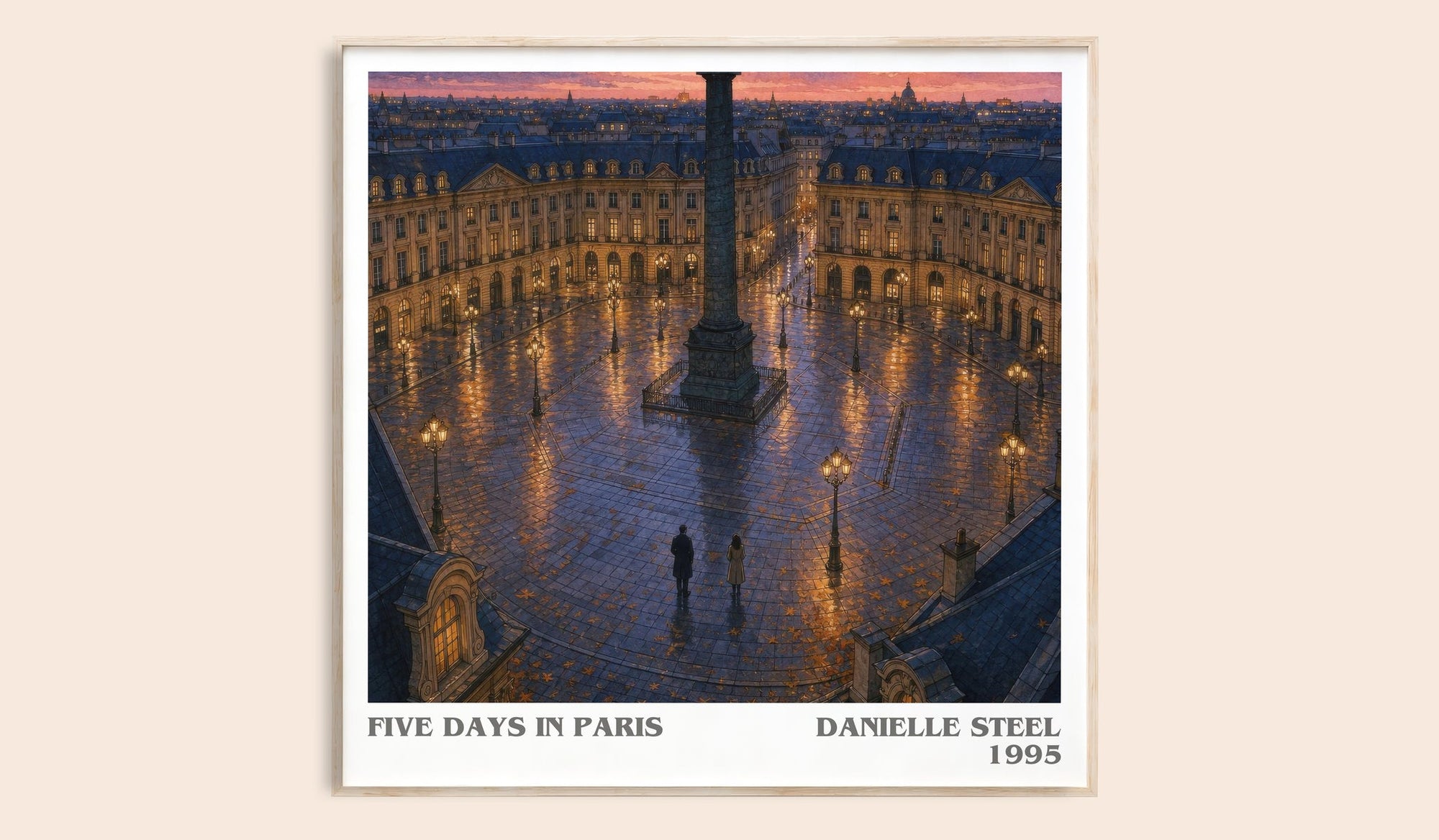 Five Days In Paris literary book poster by Danielle Steel – framed literary art print