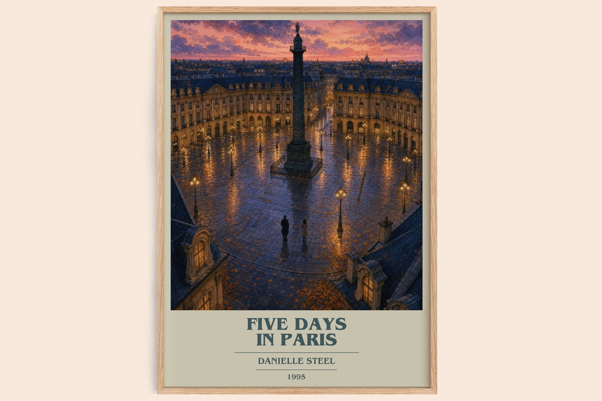 Five Days In Paris book cover book poster by Danielle Steel – framed literary art print