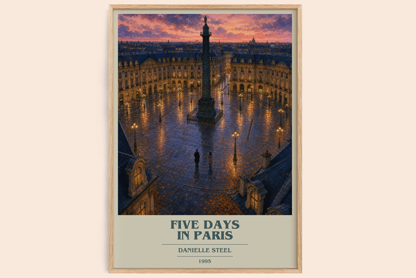 Five Days In Paris book cover book poster by Danielle Steel – framed literary art print