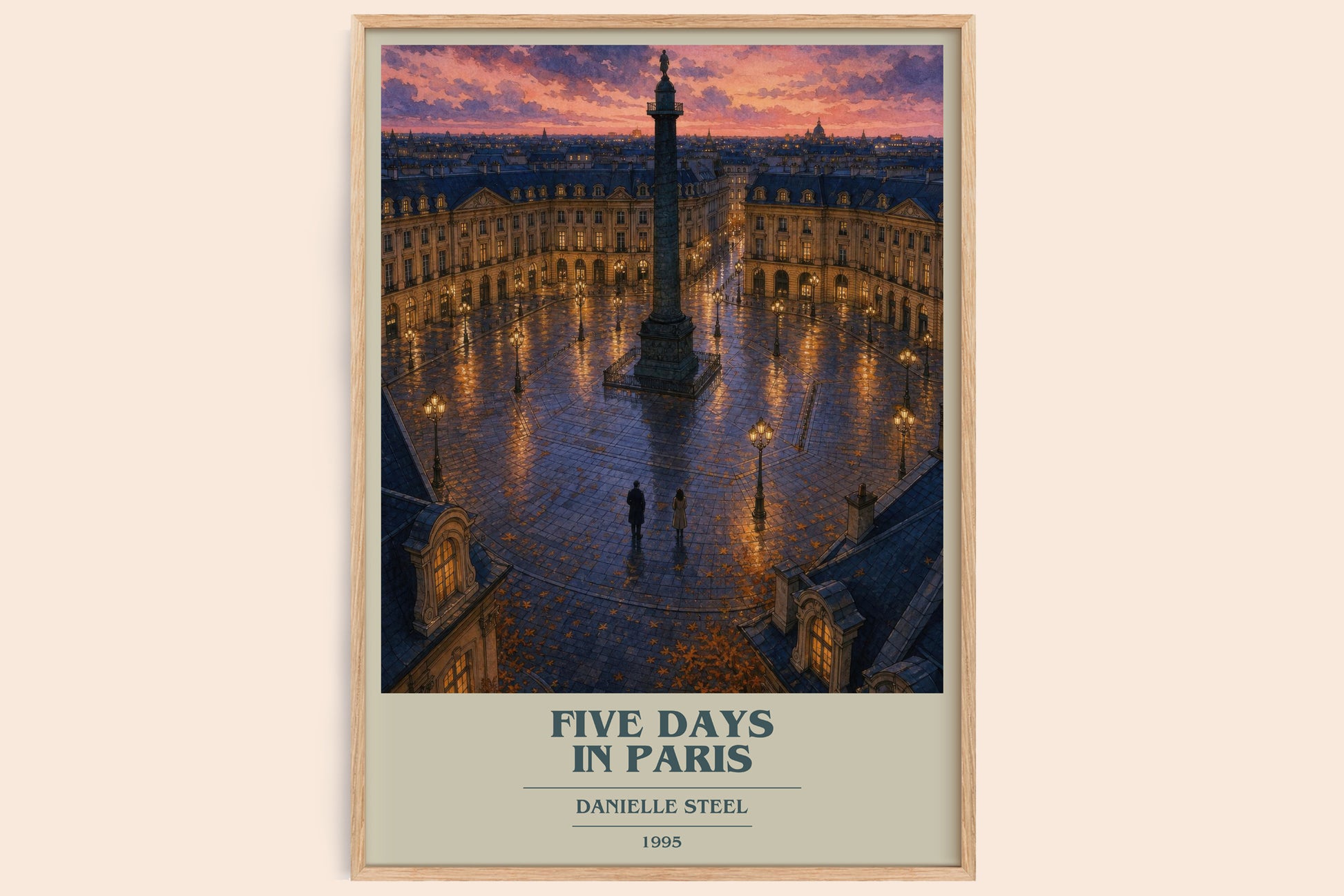Five Days In Paris book cover book poster by Danielle Steel – framed literary art print