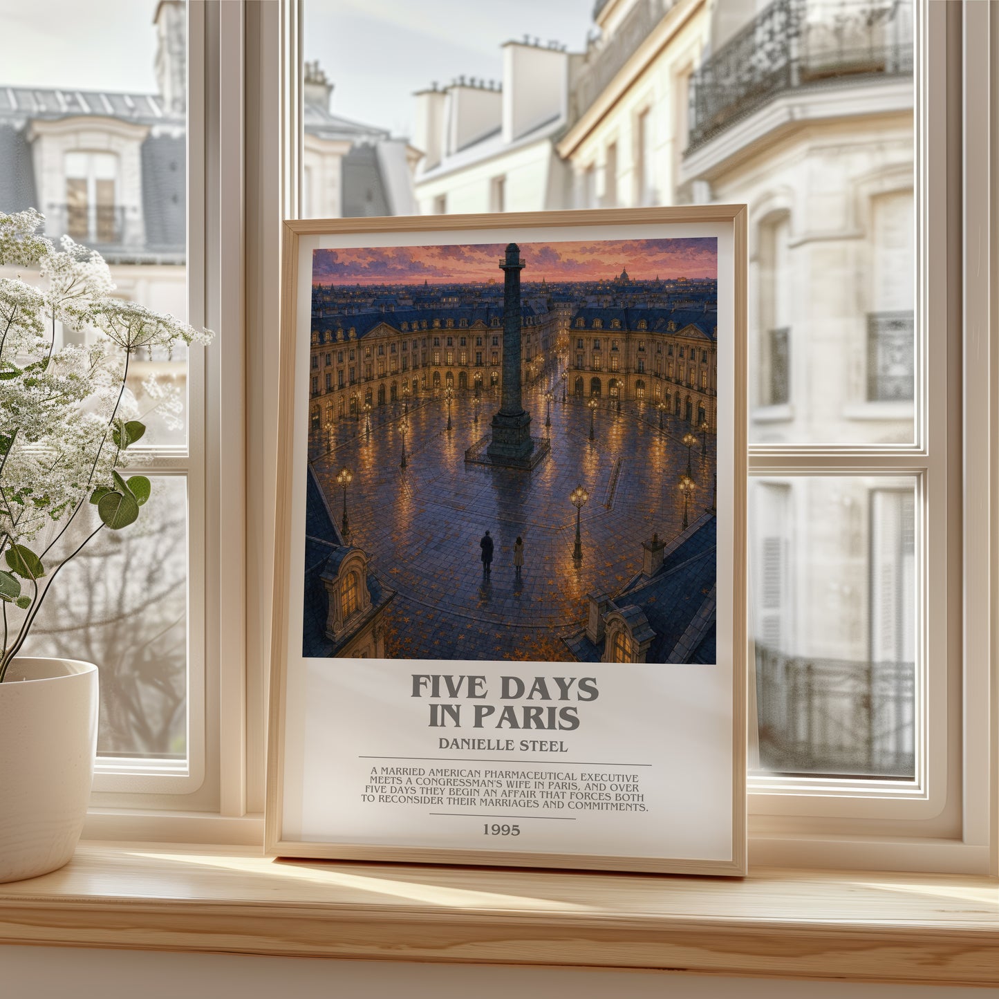 Five Days In Paris bookish poster colour and style options – Danielle Steel book art