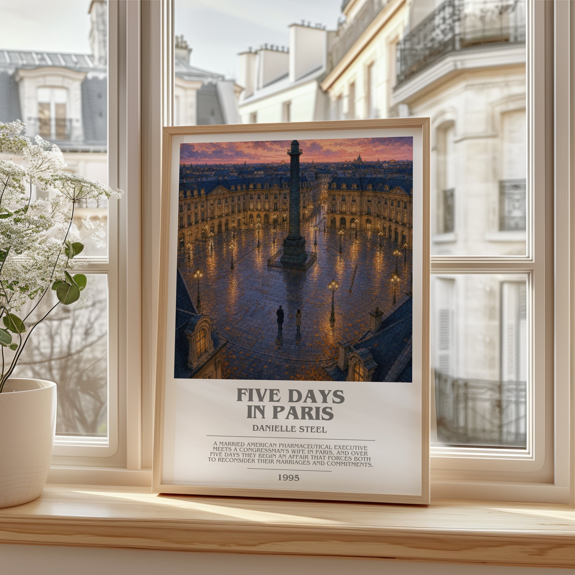 Five Days In Paris bookish poster colour and style options – Danielle Steel book art