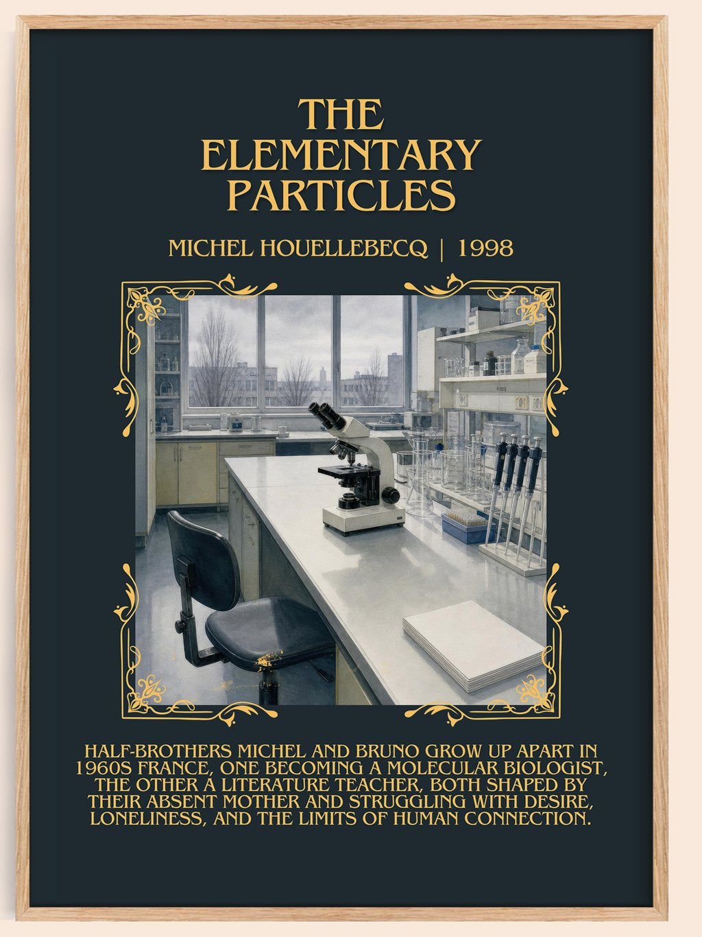 The Elementary Particles Minimalist Book Poster by Michel Houellebecq – book poster