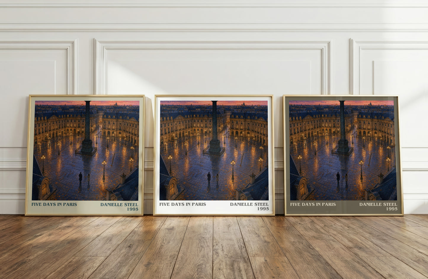 Five Days In Paris literary art print colour and style options – Danielle Steel book art