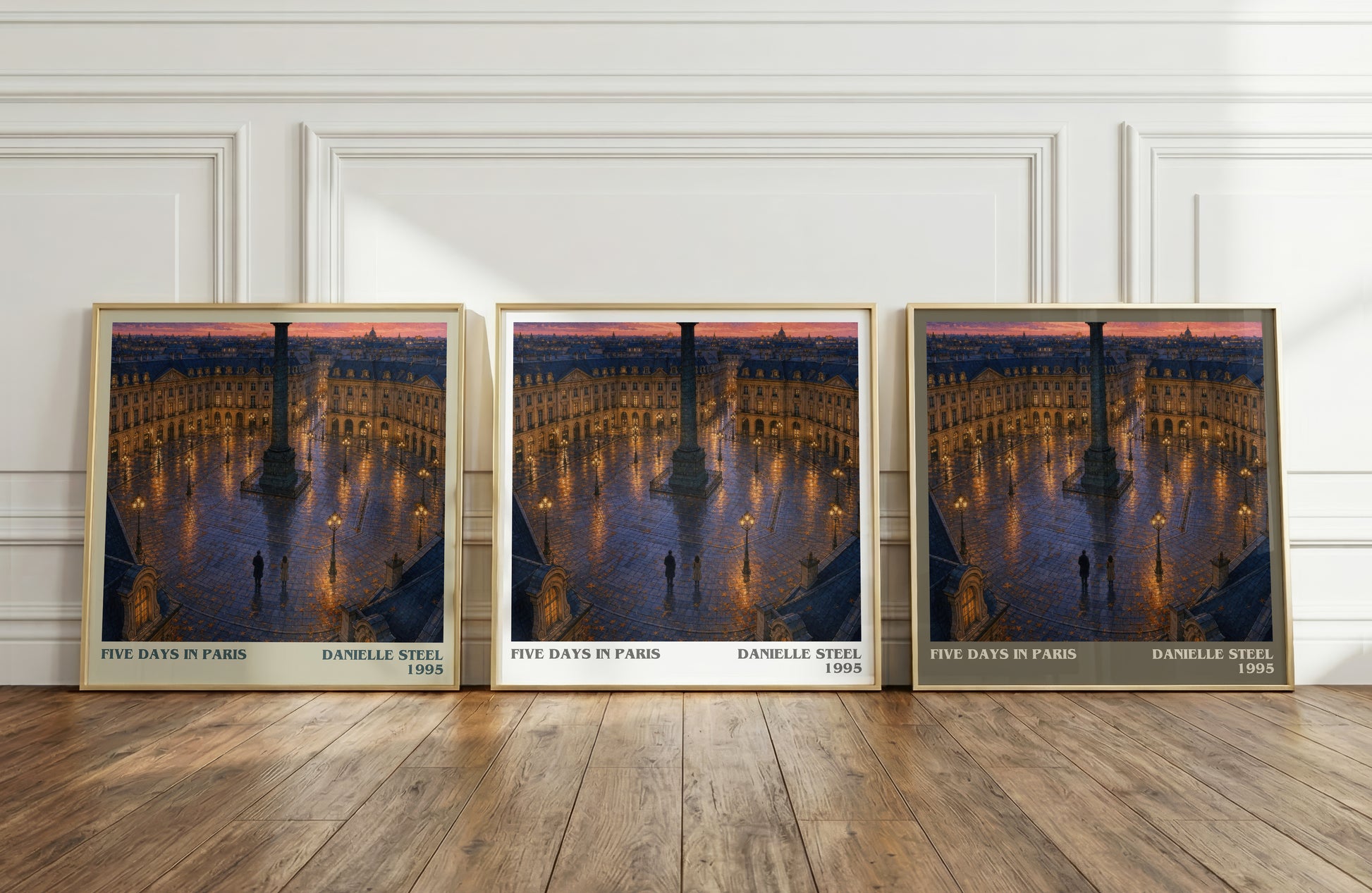 Five Days In Paris literary art print colour and style options – Danielle Steel book art