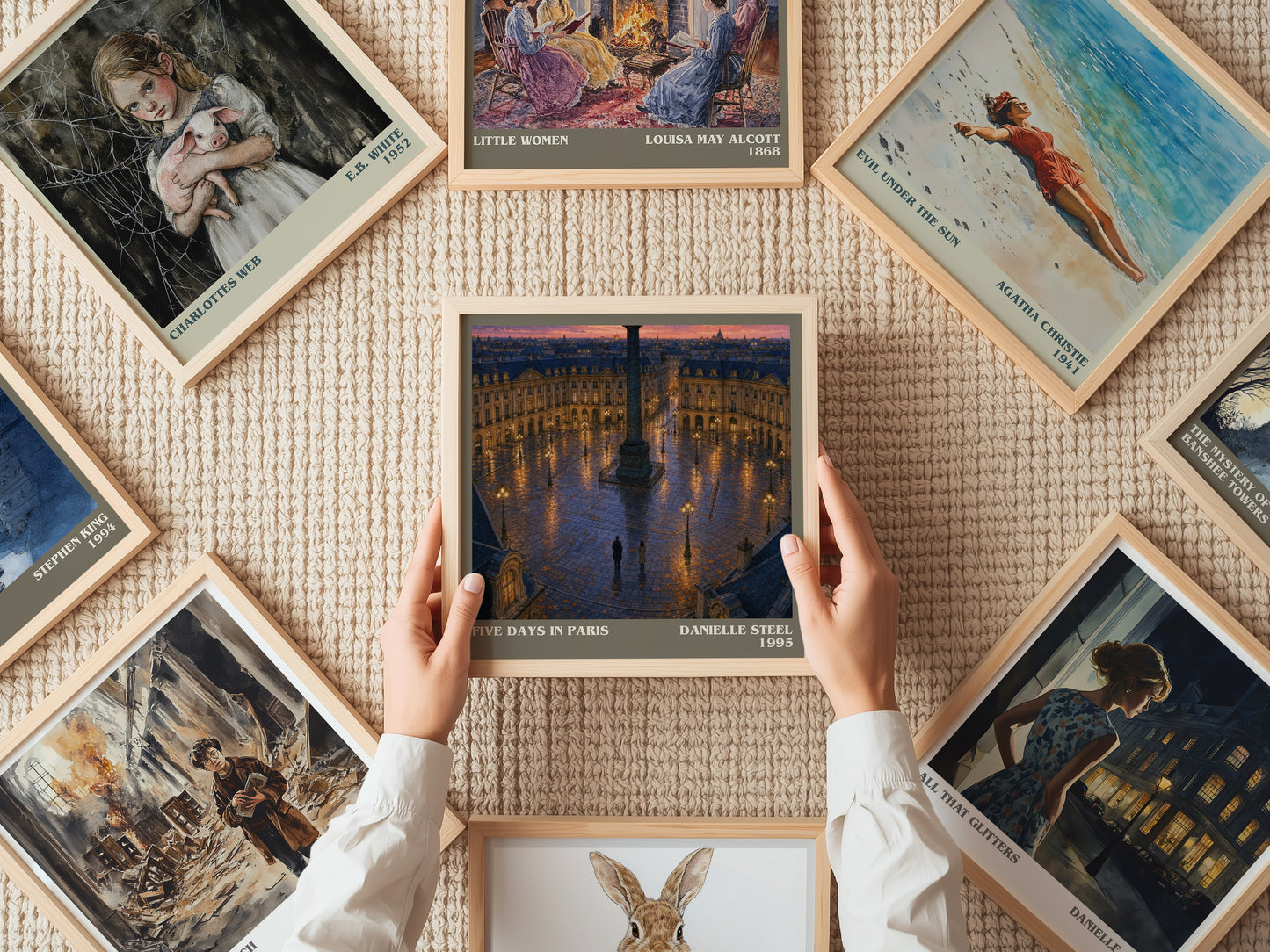 Five Days In Paris literary book poster framed on wall – romance wall art