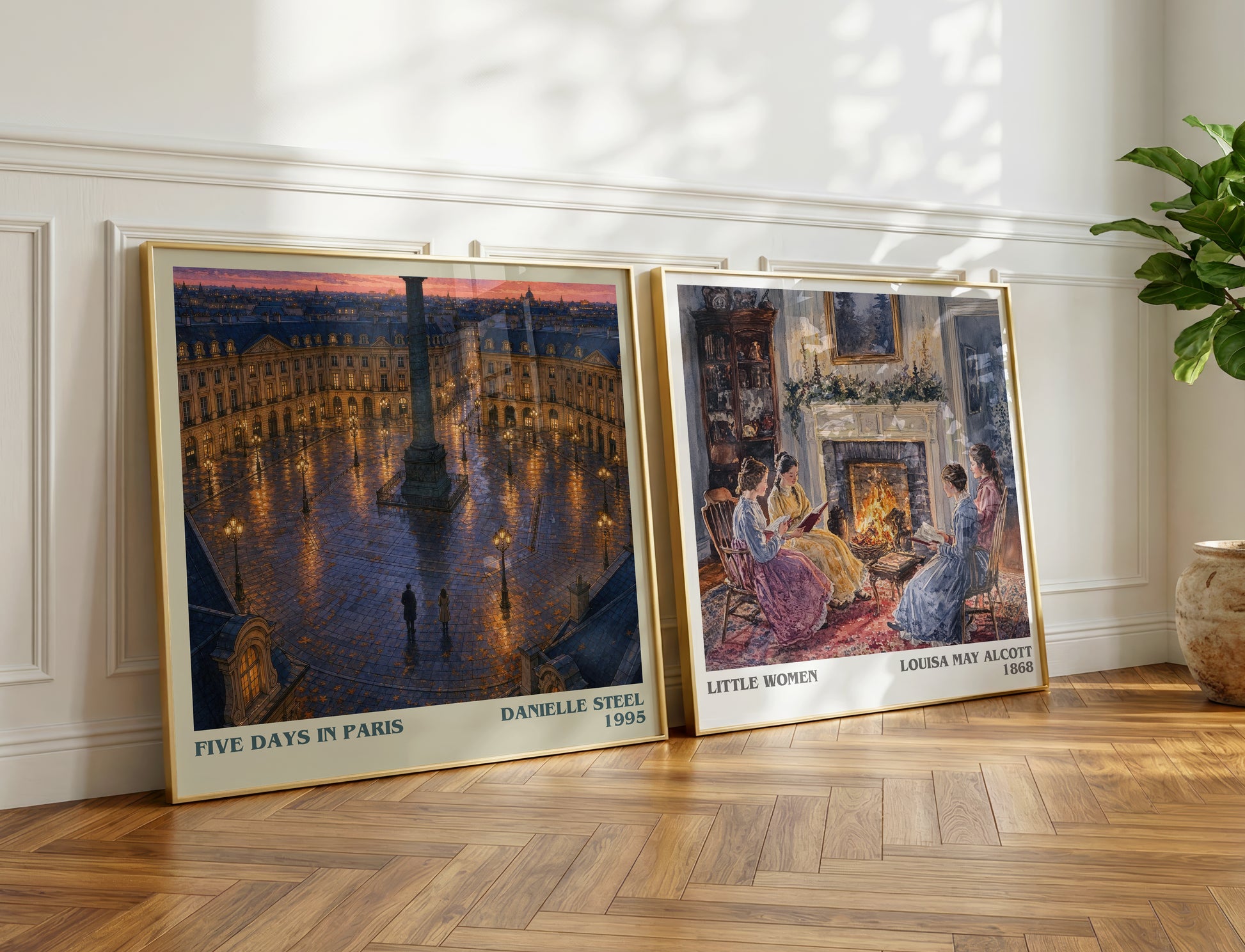 Five Days In Paris literary print on bookshelf – Danielle Steel fan gift