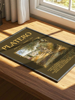 Platero Minimalist Book Poster by Juan Ramón Jiménez – print on a sunlit desk
