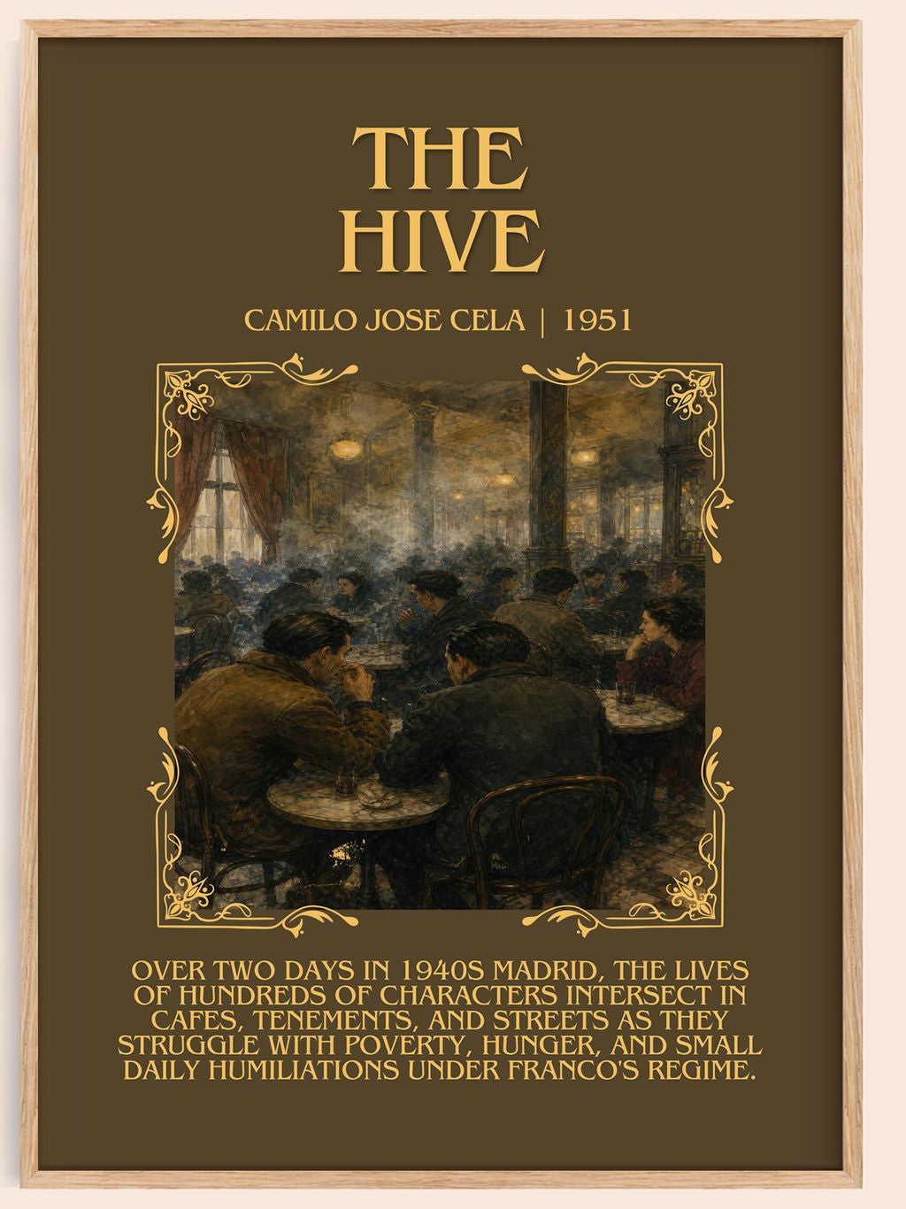 The Hive Minimalist Book Poster by Camilo José Cela – book poster