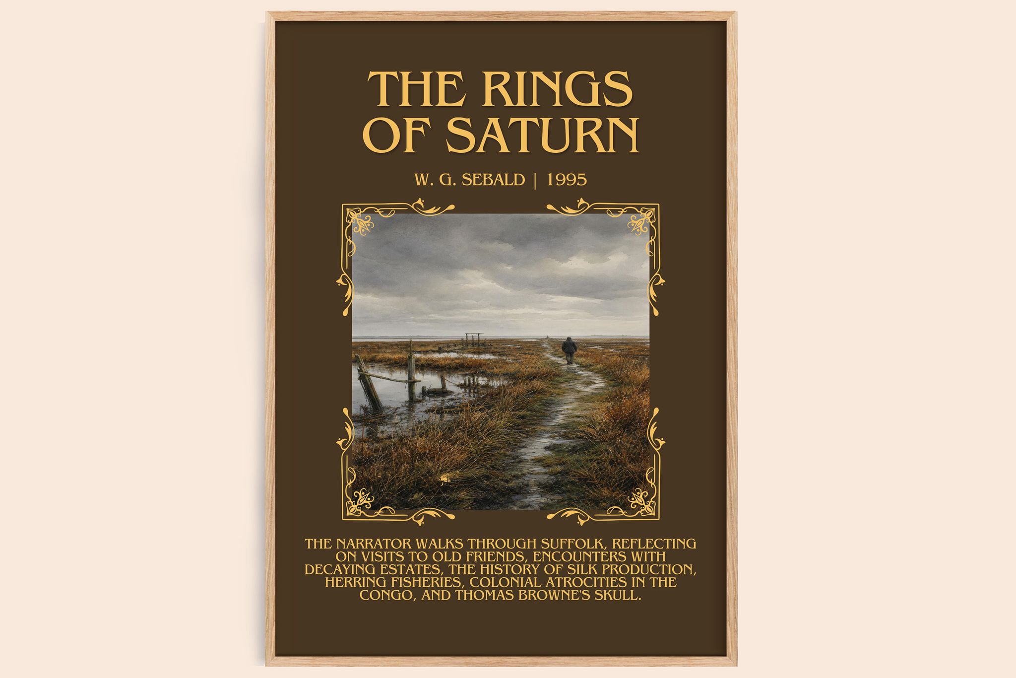 The Rings of Saturn Minimalist Book Poster by W. G. Sebald
