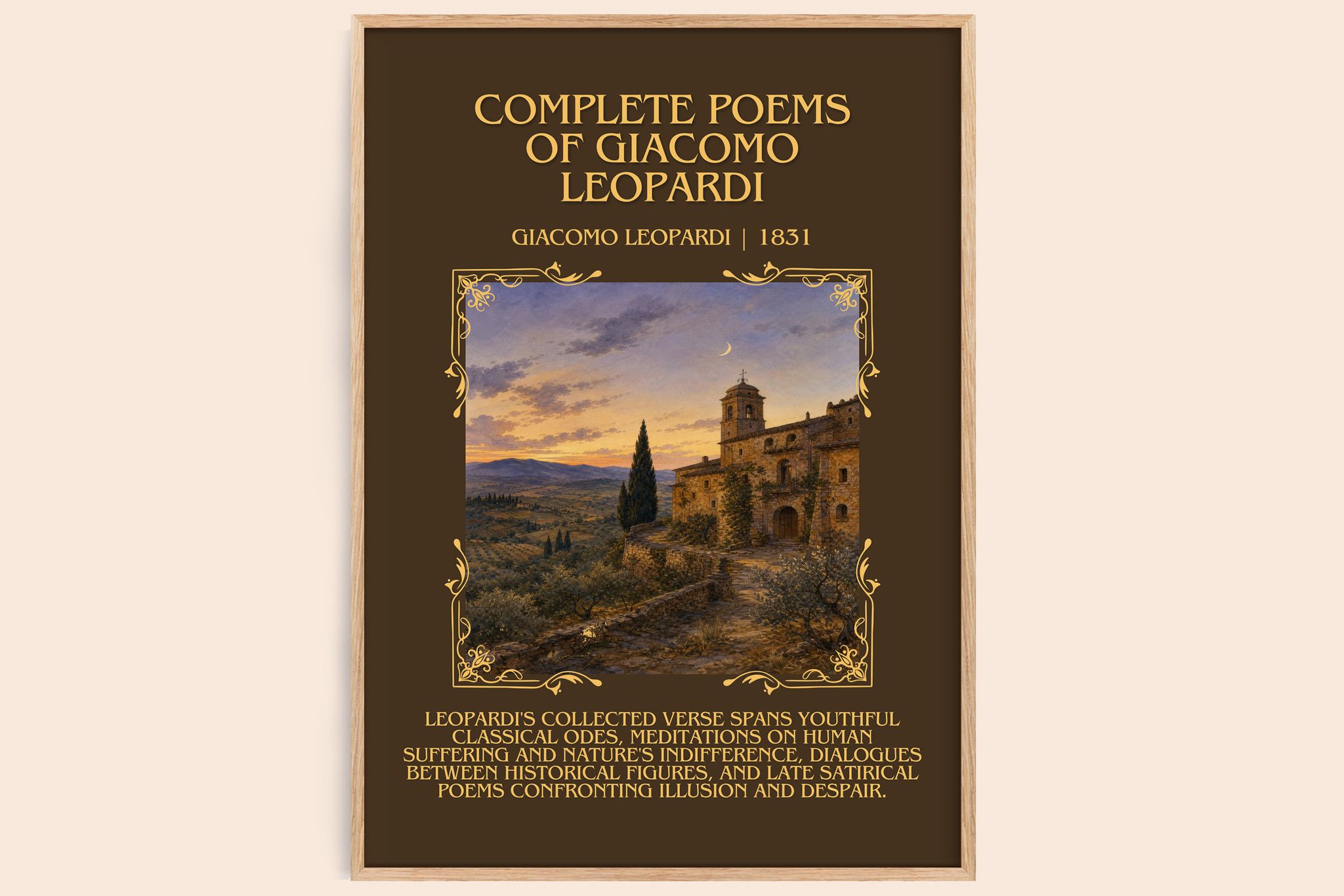 Complete Poems of Giacomo Leopardi Minimalist Book Poster by Giacomo Leopardi