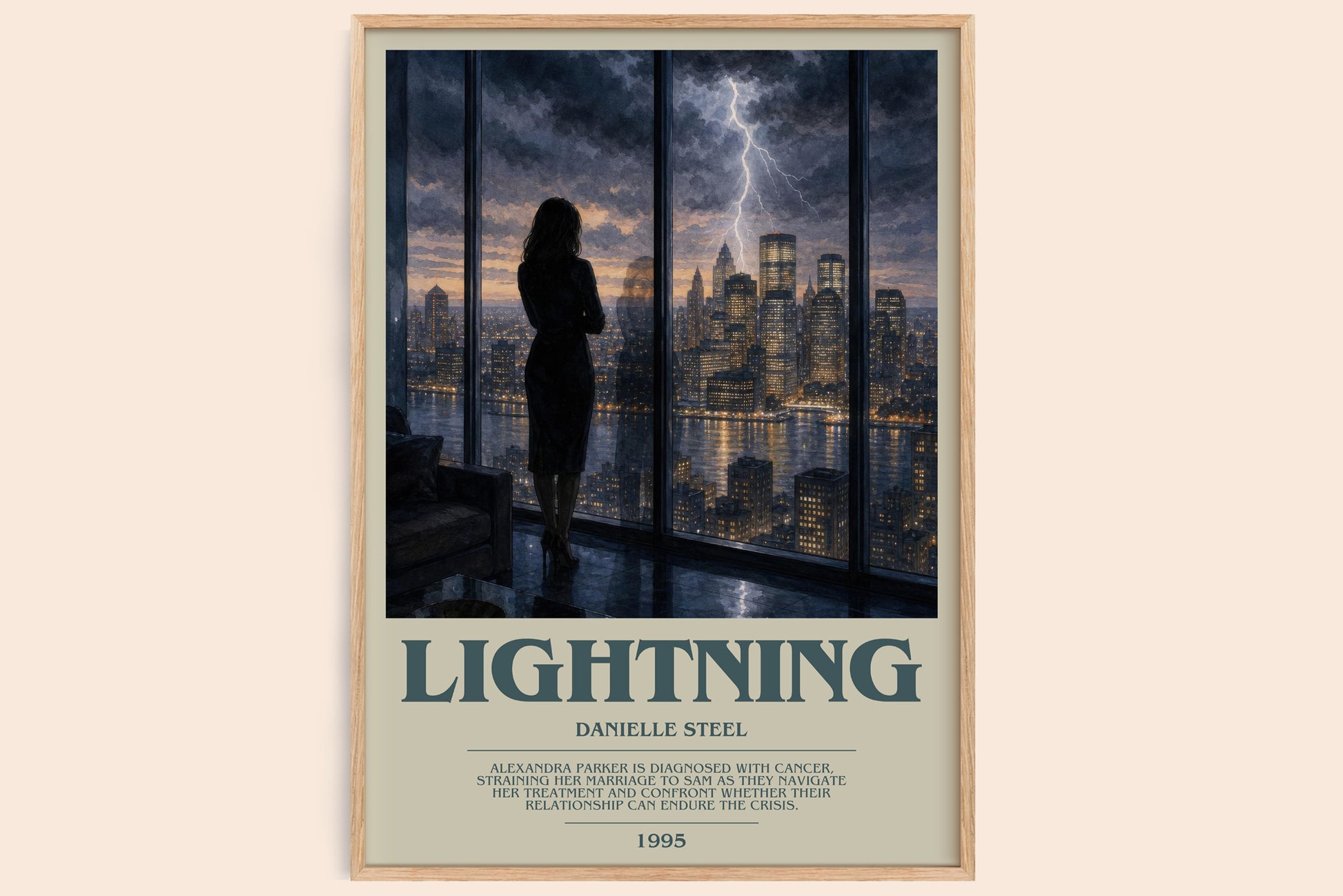 Lightning bookish book poster by Danielle Steel – framed literary art print