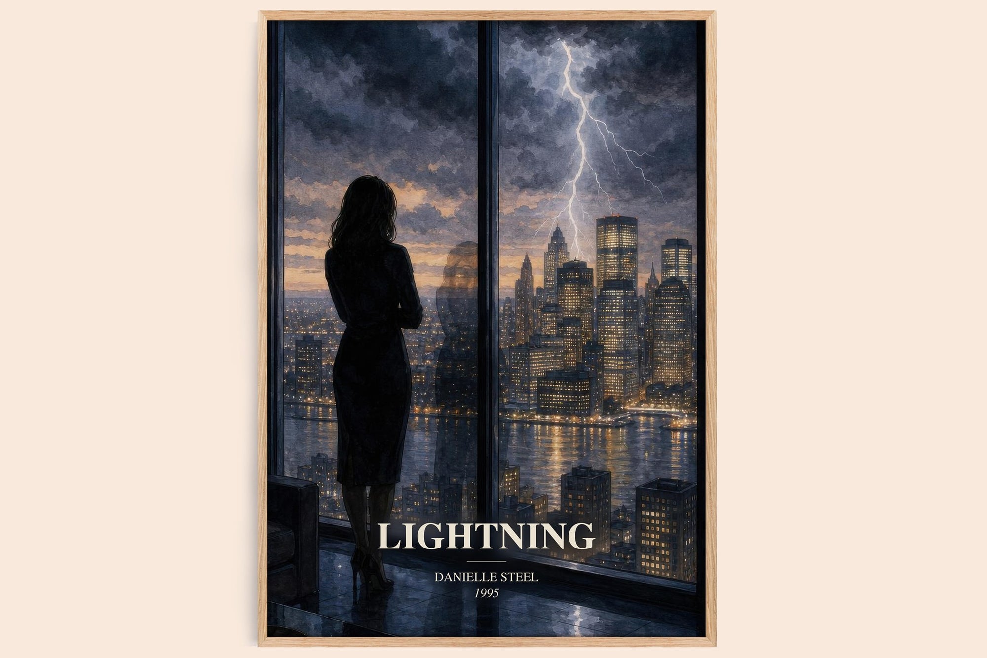 Lightning watercolour book poster by Danielle Steel – framed literary art print