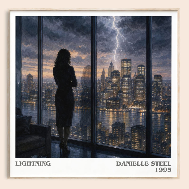 Lightning literary book poster by Danielle Steel – framed literary art print