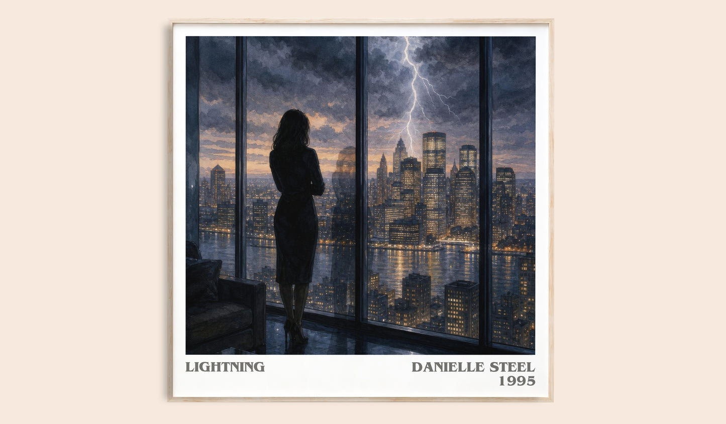 Lightning literary book poster by Danielle Steel – framed literary art print