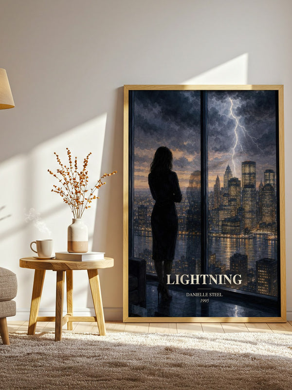 Lightning watercolour print in frame leaning in hallway – romance wall art