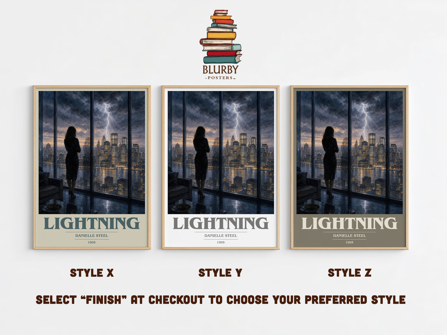 Lightning book cover print in frame leaning in hallway – romance wall art