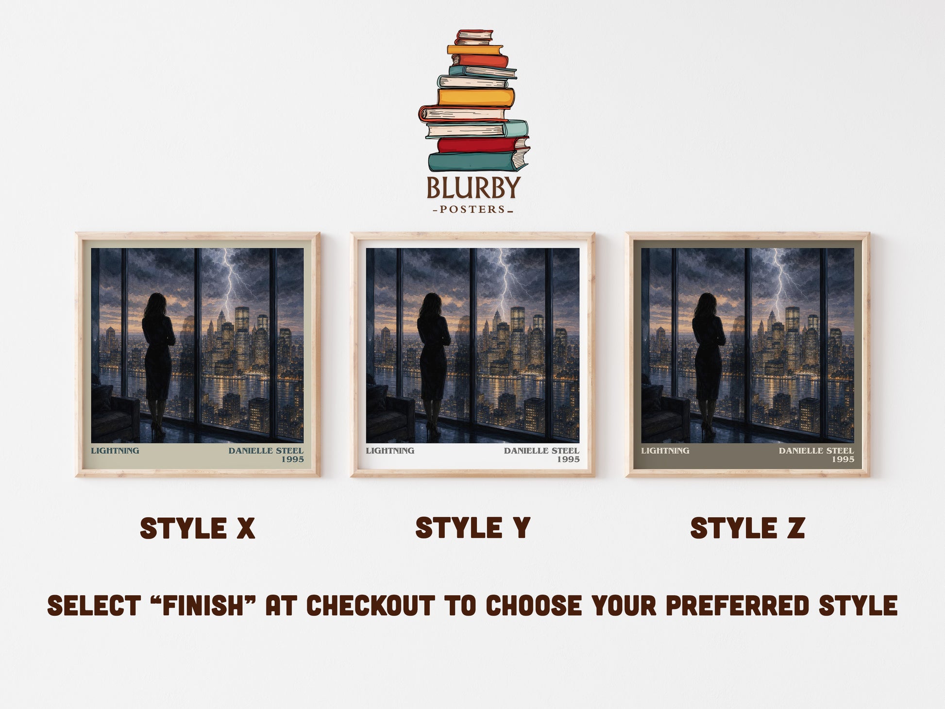 Lightning literary print in frame leaning in hallway – romance wall art