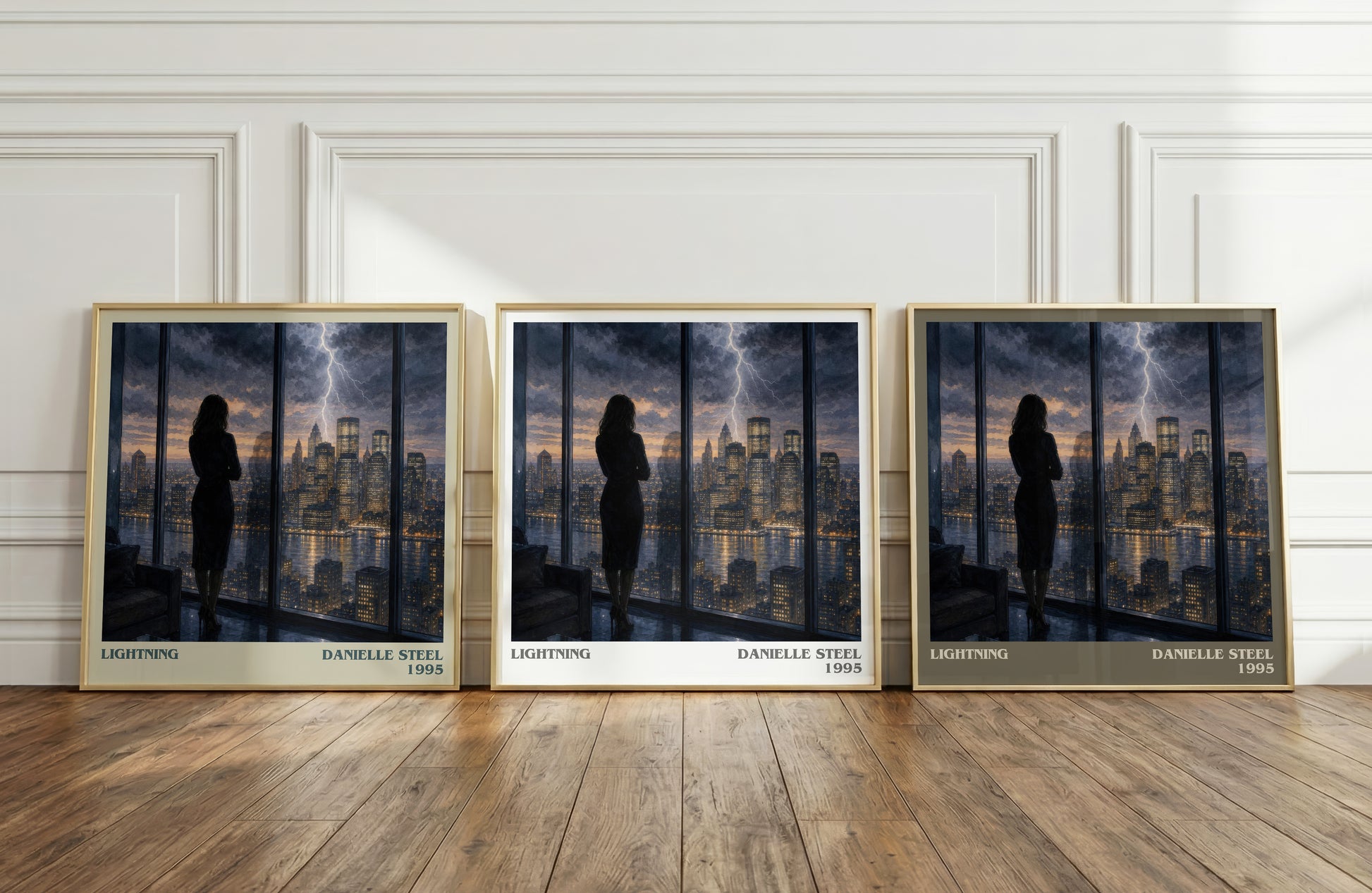 Lightning literary art print colour and style options – Danielle Steel book art