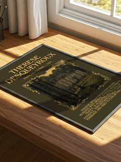 Thérèse Desqueyroux Minimalist Book Poster by François Mauriac – print on a sunlit desk
