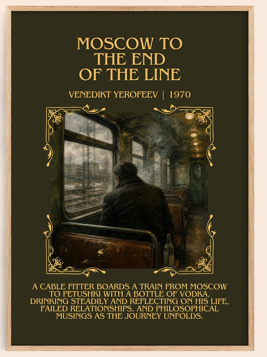 Moscow to the End of the Line Minimalist Book Poster by V. Yerofeev – book poster