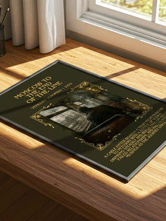 Moscow to the End of the Line Minimalist Book Poster by V. Yerofeev – print on a sunlit desk