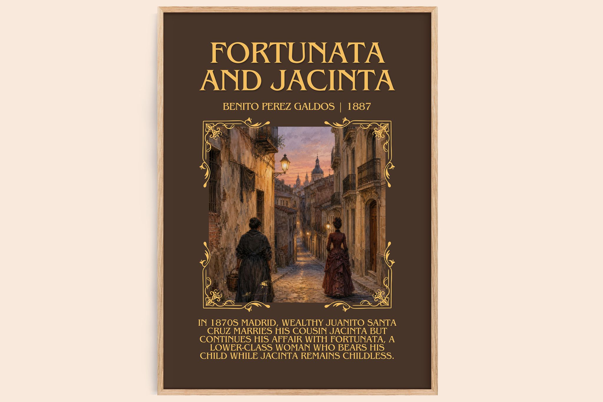 Fortunata and Jacinta Minimalist Book Poster by Benito Pérez Galdós
