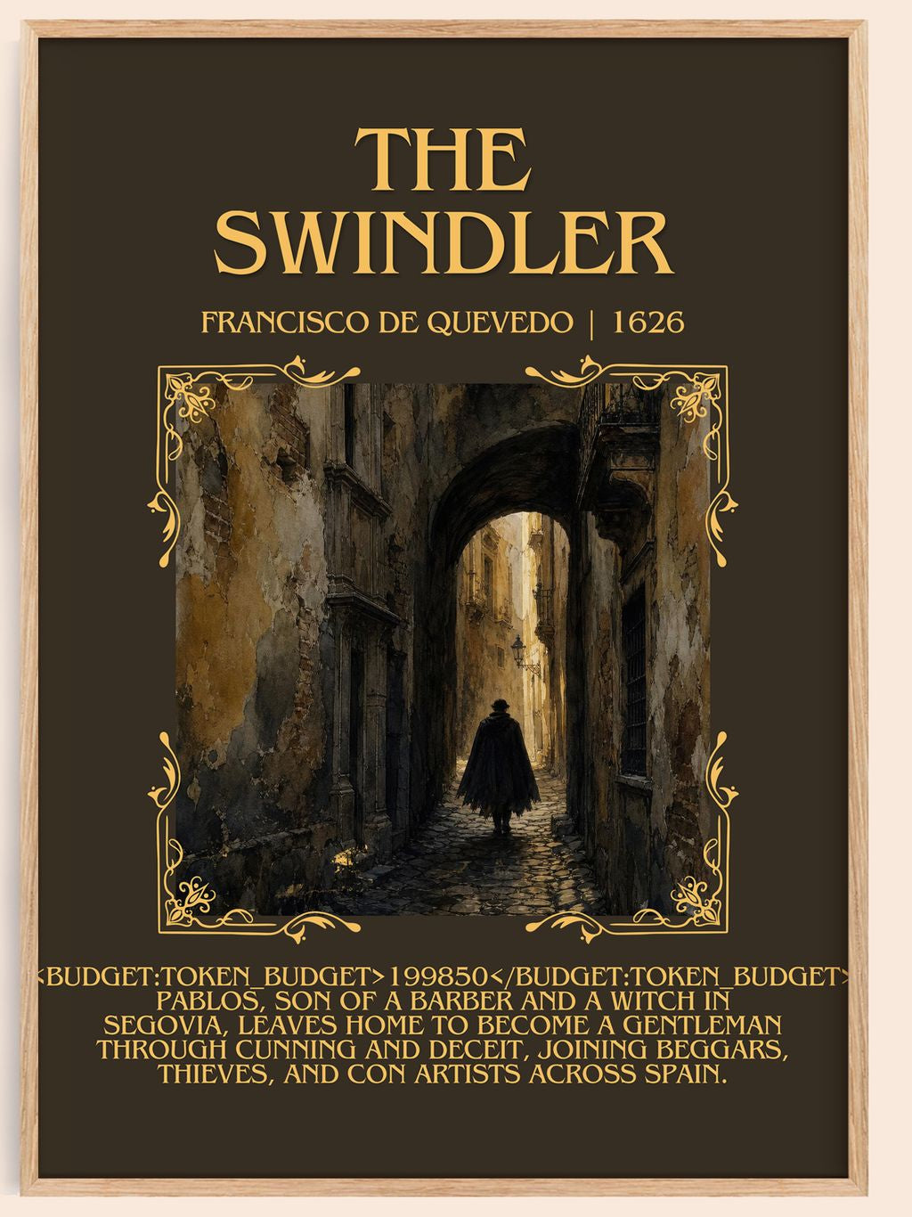 The Swindler Minimalist Book Poster by Francisco de Quevedo – book poster