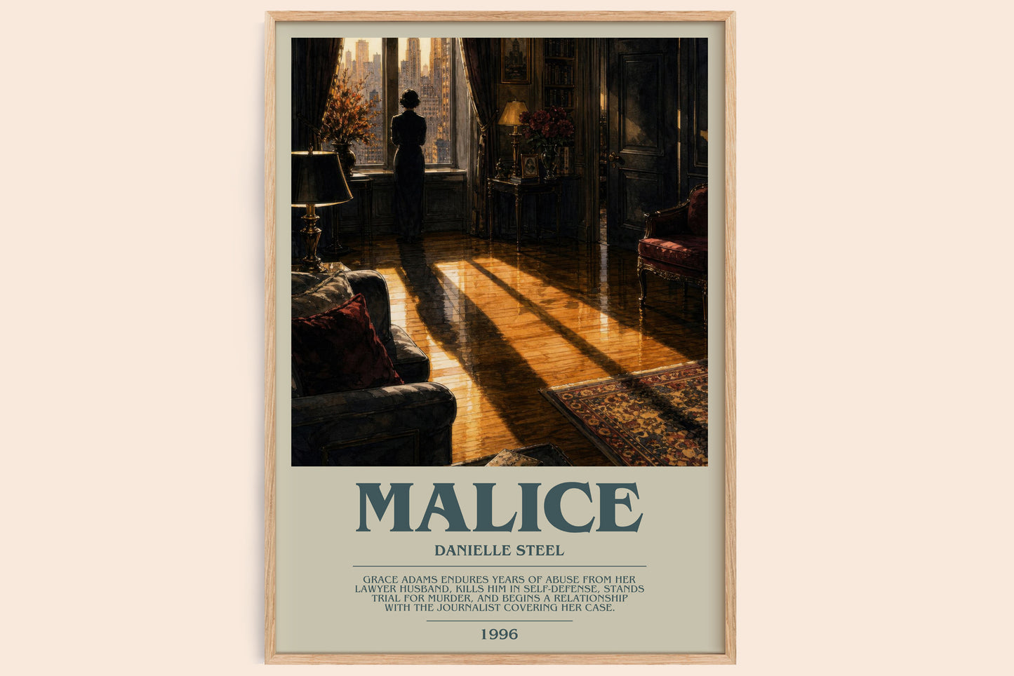 Malice bookish book poster by Danielle Steel – framed literary art print