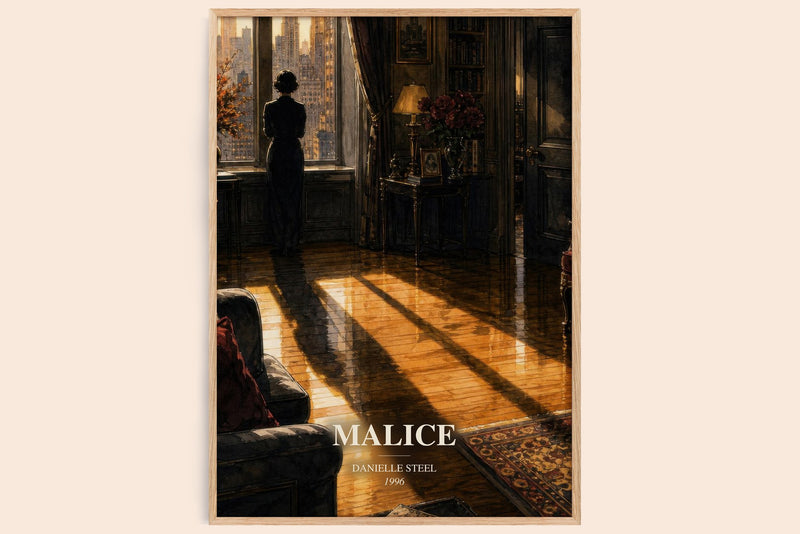 Malice watercolour book poster by Danielle Steel – framed literary art print