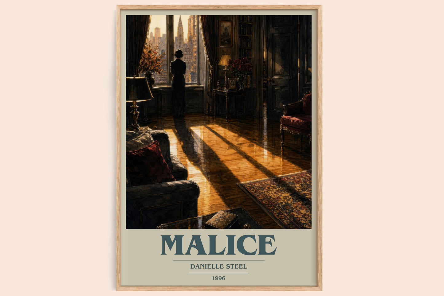 Malice book cover book poster by Danielle Steel – framed literary art print