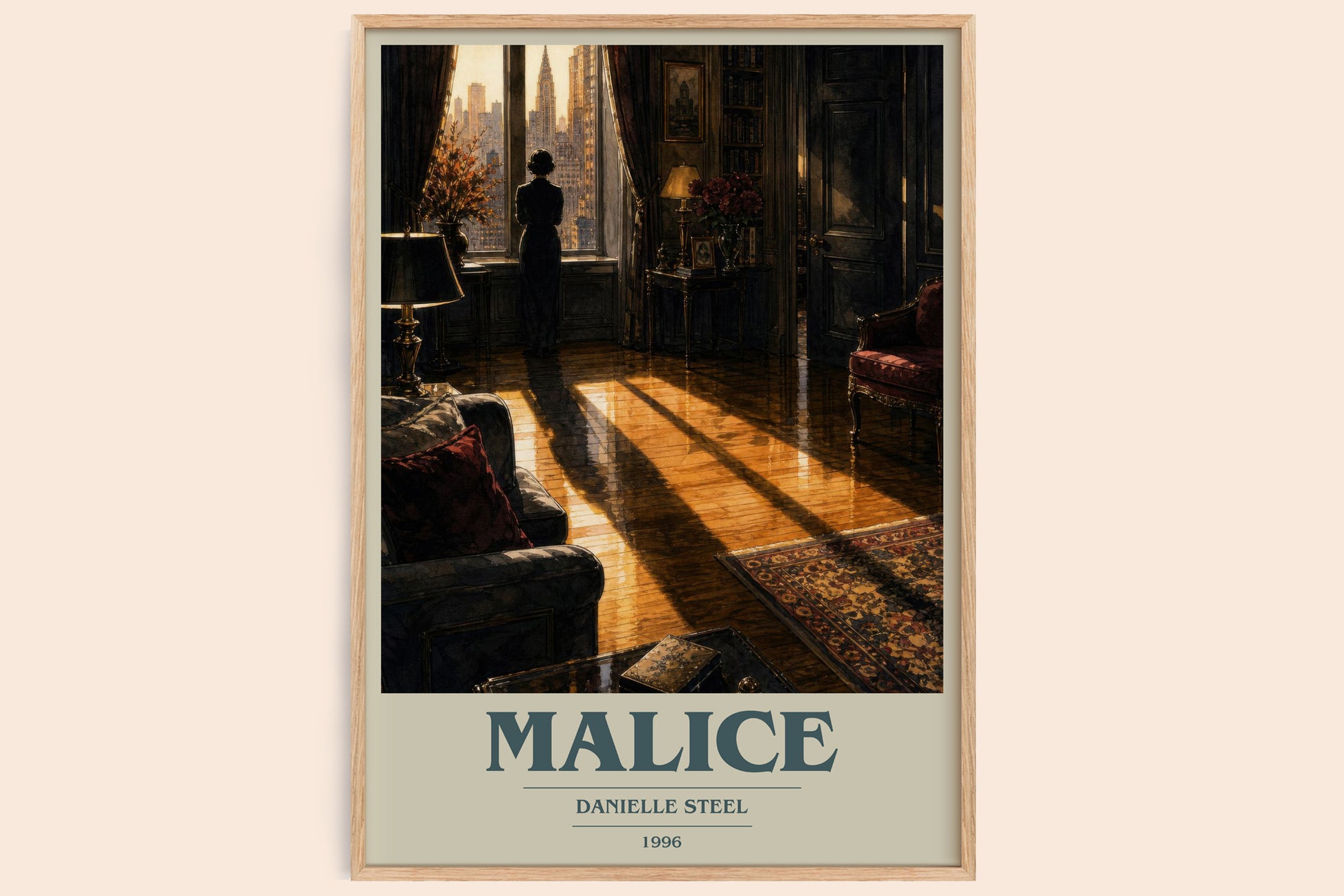 Malice book cover book poster by Danielle Steel – framed literary art print